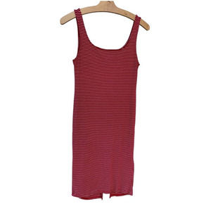 Heart & Hips Scoop Neck Red White Stripe BodyCon Tank Top Dress Size L